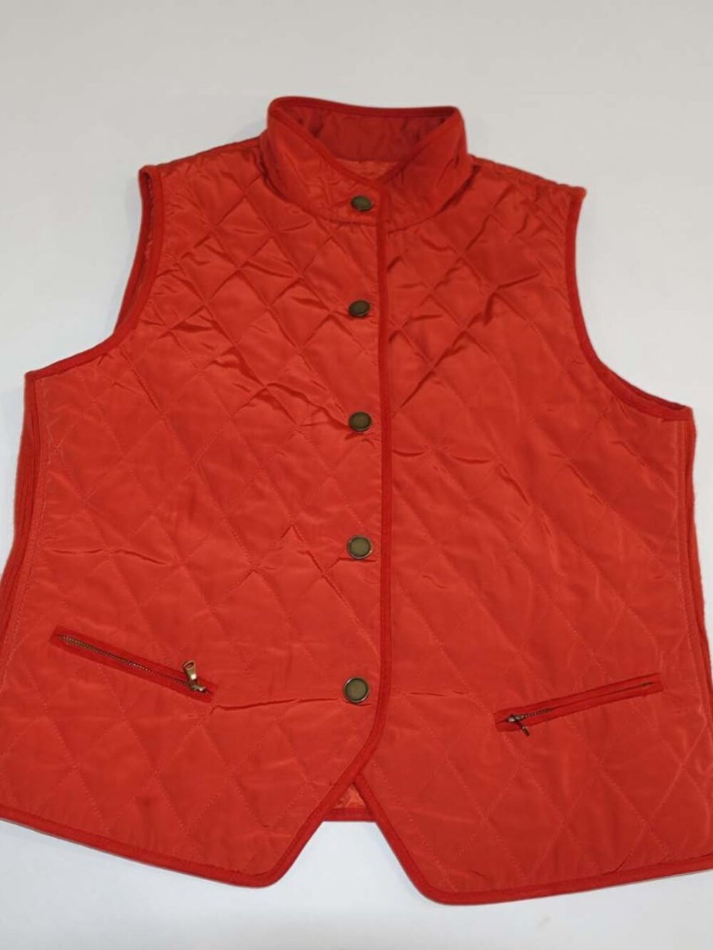Talbots Women's Sleeveless Quilted Vest Jacket Petite Medium Orange PM